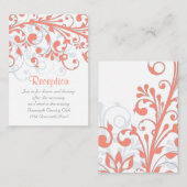 結婚式 披露宴 カード 抽象的な 花 モチーフ コーラル グレー (正面/裏面)