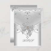 結婚式 披露宴 招待状 白 シルバー (正面/裏面)