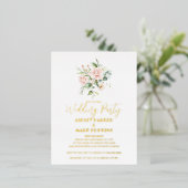 結婚式 招待状 ゴールド箔 タイポグラフィー ピンクのバラ (立ち正面)