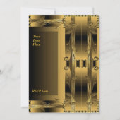 結婚式 招待状 ヴィンテージ ゴールド アートデコ フラワー (裏面)