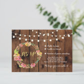 結婚式 招待状 木製 フローラル ティキ カード (スタンド正面)