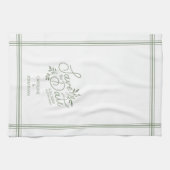 結婚式-日付の手で描いた植物のフローラ キッチンタオル (横)