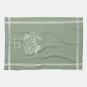 結婚式-日付の手で描いた植物のフローラ キッチンタオル (横)