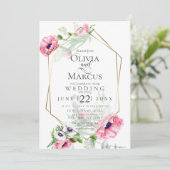 結婚式 | 春のピンクのポピー花 招待状 (スタンド正面)