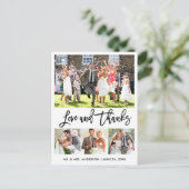 結婚式 現代のブラシスクリプト 愛に感謝 4枚の写真 ポストカード (スタンド正面)