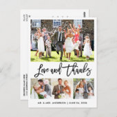 結婚式 現代のブラシスクリプト 愛に感謝 4枚の写真 ポストカード (正面/裏面)