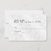 結婚式 白いサテン ダマスク 返信カード (正面)