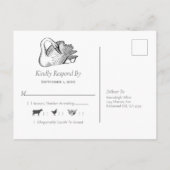 結婚式 白いスワン ネイビーブルー RSVP インビテーションポストカード (裏面)