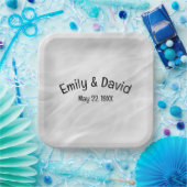 結婚式 白大理石 アブストラクト ペーパープレート (パーティー)