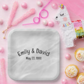 結婚式 白大理石 アブストラクト ペーパープレート (パーティー)