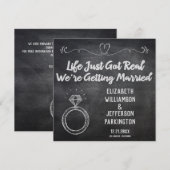 結婚式 結婚指輪 現代的な黒板スタイル セーブザデート (正面/裏面)