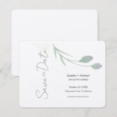 結婚式 結婚 ミニマリスト カリグラフィー 花 セーブザデート (正面/裏面)