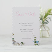 結婚式 結婚 ミニマリスト カリグラフィー 花 セーブザデート (スタンド正面)