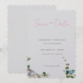 結婚式 結婚 ミニマリスト カリグラフィー 花 セーブザデート (正面/裏面)