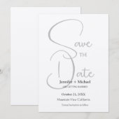 結婚式 結婚 ミニマリスト 筆記体 セーブザデート (正面/裏面)