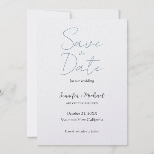 結婚式 結婚 ミニマリスト 筆記体 セーブザデート (正面)