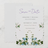 結婚式 結婚 ミニマル カリグラフィー フローラル セーブザデート (正面/裏面)