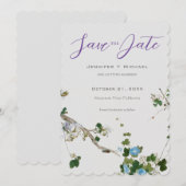 結婚式 結婚 ミニマル カリグラフィー フローラル セーブザデート (正面/裏面)