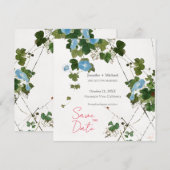 結婚式 結婚 ミニマル カリグラフィー フローラル 案内状 (正面/裏面)