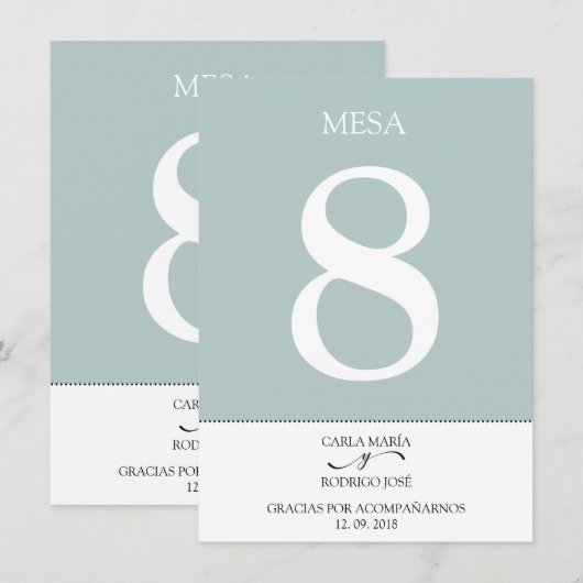 結婚式 編集可能なスペイン語 テーブルナンバー (正面/裏面)