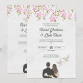 結婚式 花の招待状 花嫁/新郎 招待状 (正面/裏面)