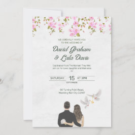 結婚式 花の招待状 花嫁/花婿 招待状