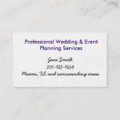 結婚式、計画するイベントウェディングプランナー 名刺 (裏面)