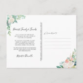 結婚式 計画変更 ウォーターカラー フラワー グリーン 案内ポストカード (裏面)