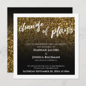 結婚式 計画変更 延期 ゴールド ブラック 招待状 (正面/裏面)