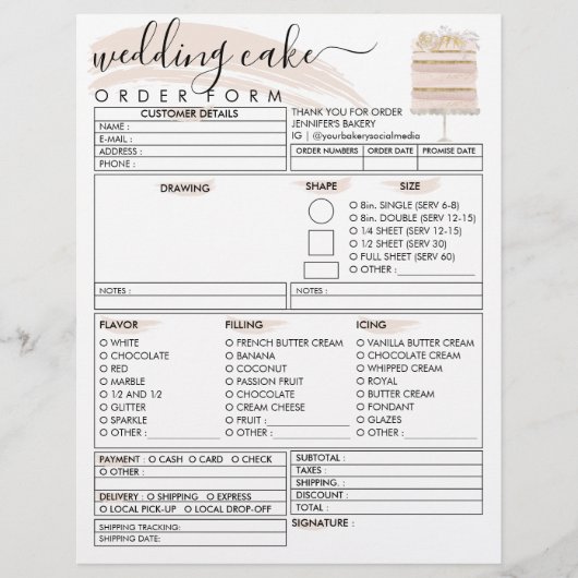 結婚式・誕生日ケーキ注文フォーム チラシ (正面)