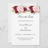 結婚式 赤とピンクのバラ 宗教的 十字架 セーブザデート (裏面)