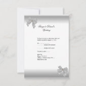 結婚式 返信 婚約 招待 白 銀 (裏面)