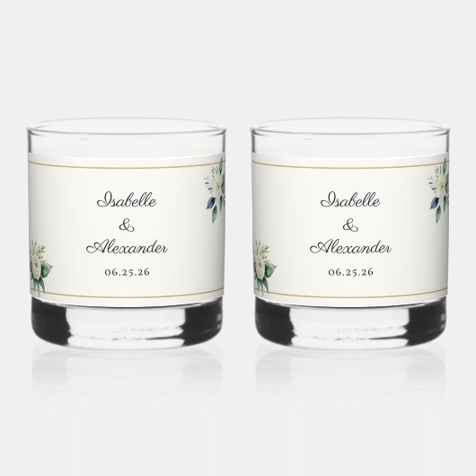 結婚式 食器 ボタニカル オーダーメイド ウイスキーグラス (正面)