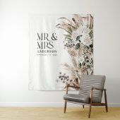 結婚式 Mr. and Mrs. パンパスグラス 現代 エレガント タペストリー (インサイチュ)