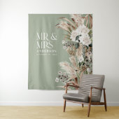 結婚式 Mr. and Mrs. パンパスグラス 現代 エレガント タペストリー (インサイチュ)