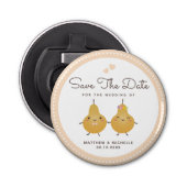 結婚式 Save The Date かわいい Mr & Mrs カートゥーン カップル 栓抜き (正面)