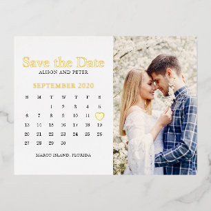 結婚式 Save the Date カレンダー写真 箔招待状ポストカード