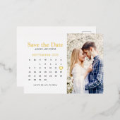 結婚式 Save the Date カレンダー フォト 箔招待状ポストカード (正面/裏面)