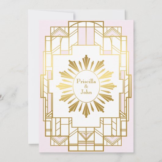 結婚式 Save the Date,グレートギャツビー,ホワイトゴールドピンク セーブザデート (裏面)