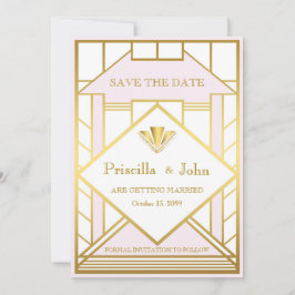 結婚式 Save the Date,グレートギャツビー,ホワイトゴールドピンク セーブザデート