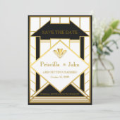 結婚式 Save the Date,グレートギャツビー,メダリオン ゴールド2 招待状 (スタンド正面)
