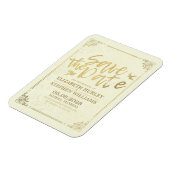 結婚式 Save The Date ゴールド スクリプト フラワーフレーム マグネット (左側)