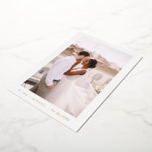 結婚式 Save the Date フォト ミニマリスト ゴールド 箔招待状 (回転した状態)