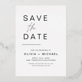 結婚式 Save the Date フォト ミニマリスト ゴールド 箔招待状 (裏面)