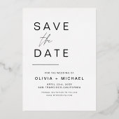 結婚式 Save the Date フォト ミニマリスト シルバー 箔招待状 (裏面)