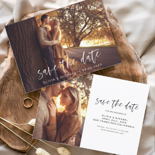 結婚式 Save the Date フォト ロマンティック ミニマル セーブザデート