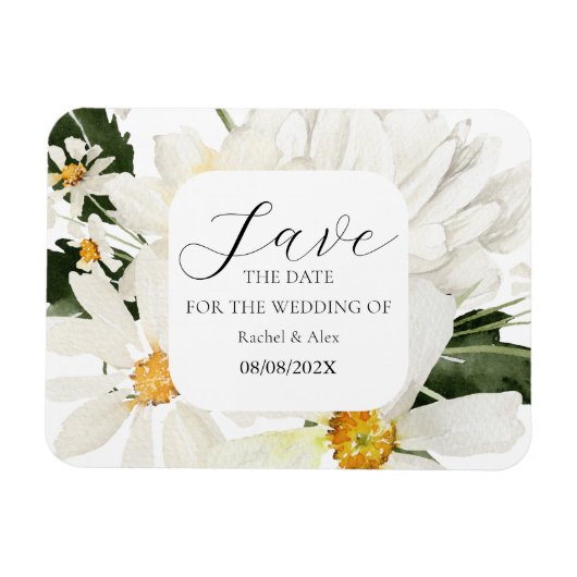 結婚式 Save The Date フラワー フレキシブル フォト マグネット (横)