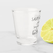 結婚式 Save the Date ブラック＆ホワイト ラブ＆ラフター ショットグラス (左)