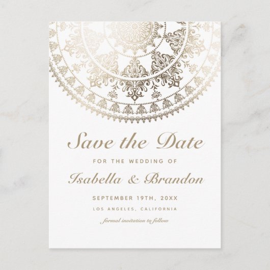 結婚式 Save the Date ポストカード ゴールド箔 (正面)