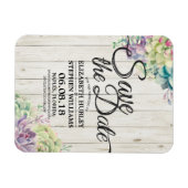 結婚式 Save The Date 多肉植物 ラスティック ウッド マグネット (横)